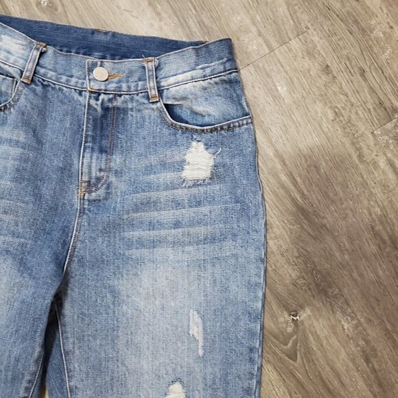 Uppertendom * Relaxed Light Wash Destroyed Jeans M - Picture 3 of 12